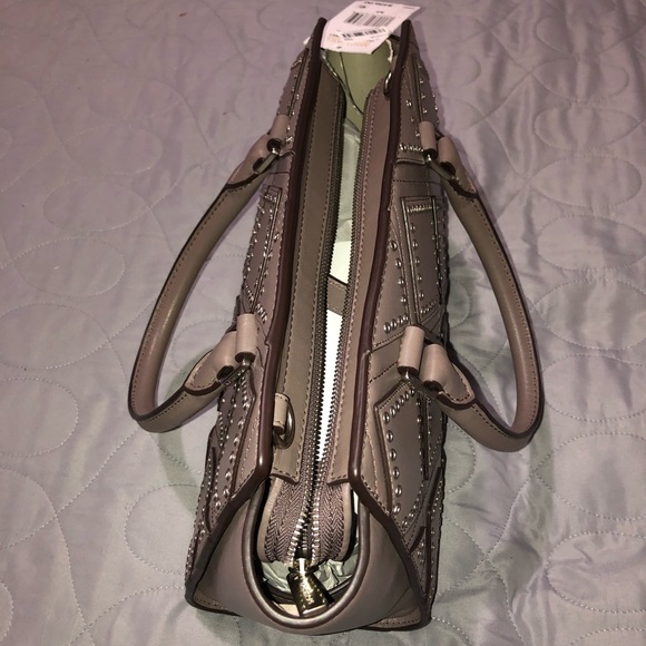 Diamond Grommet Leather Satchel - Picture 2 of 4